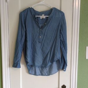 LOFT Light Blue Chambray Blouse